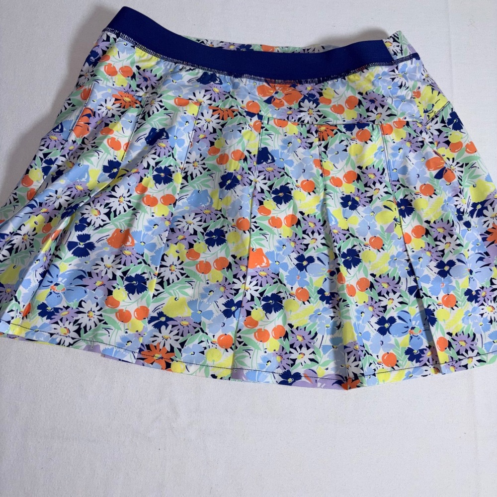 RLX Ralph Lauren Golf Skort Medium Blue Floral Fruit New Water Repellent Pleated
